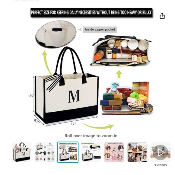 Canvas Tote Bag Embroidered M - Picture 3 of 4